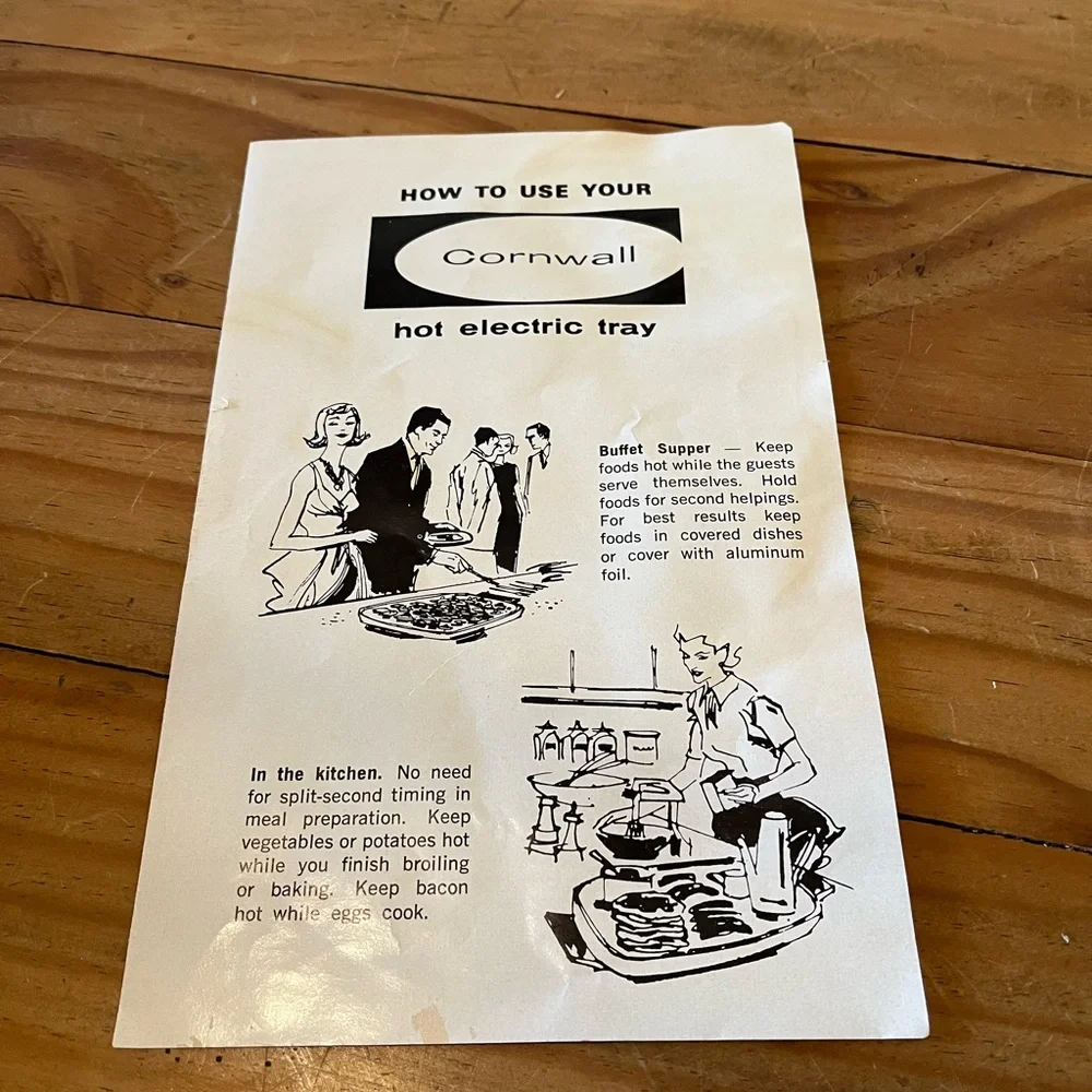 Vintage Cornwall Hot Electric Tray 60’s-70’s Floral Pattern - Picture 11 of 16
